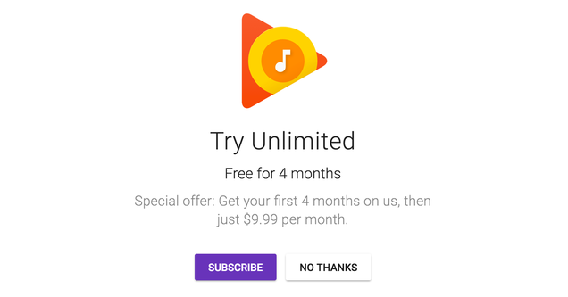 4-month Google Play Music Unlimited/YouTube Red free trial | New members only